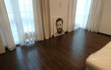 Паркетна дошка з гевеї в кольорі Браун