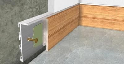 Профиль плинтуса встроенного монтажа под штукатурку