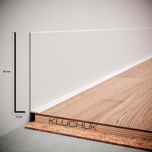 Плинтус алюминиевый "Антиплинтус" белый NL90 