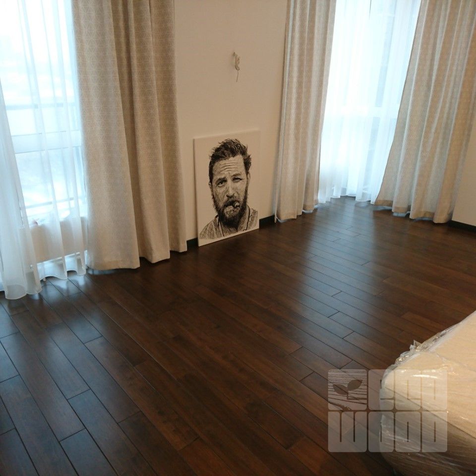 Паркетна дошка Гевея гладка Браун